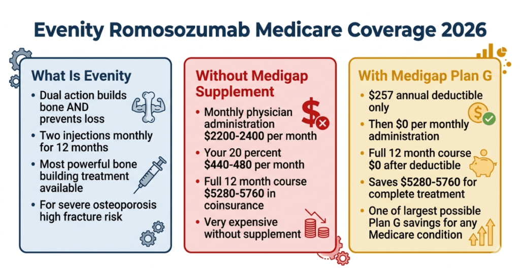 evenity romosozumab medicare coverage 2026 cost without supplement medigap plan g savings