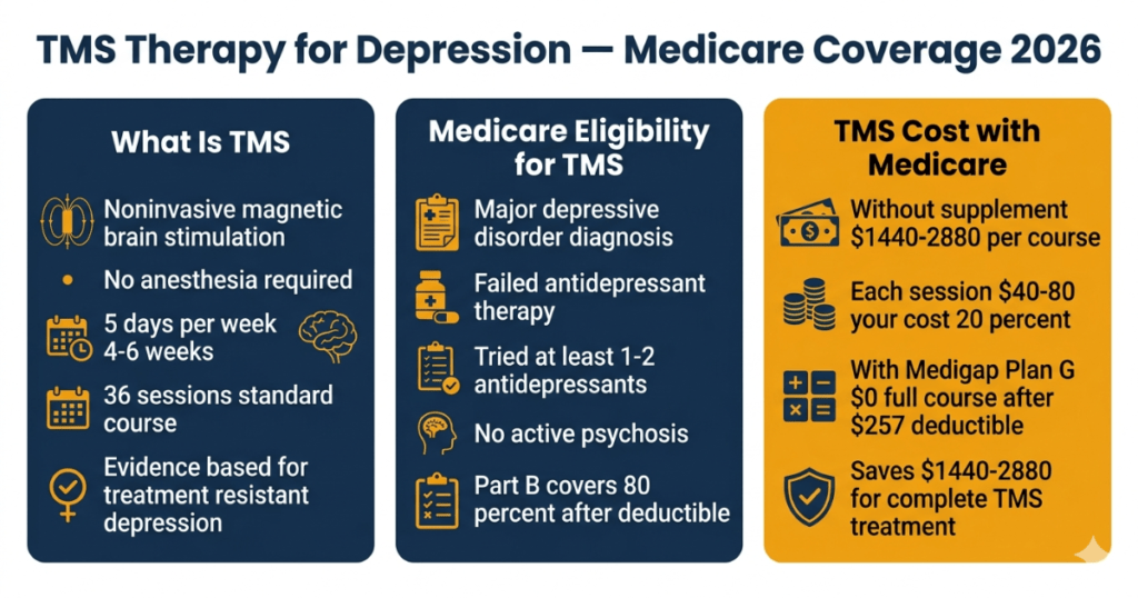 TMS therapy depression medicare coverage 2026 cost medigap plan g savings eligibility