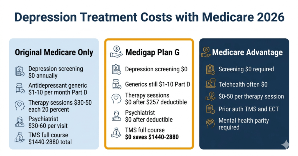 depression treatment costs with medicare 2026 screening therapy TMS medigap advantage
