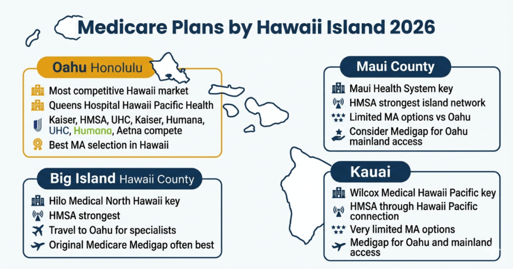 medicare plans hawaii 2026 by island oahu maui big island kauai comparison