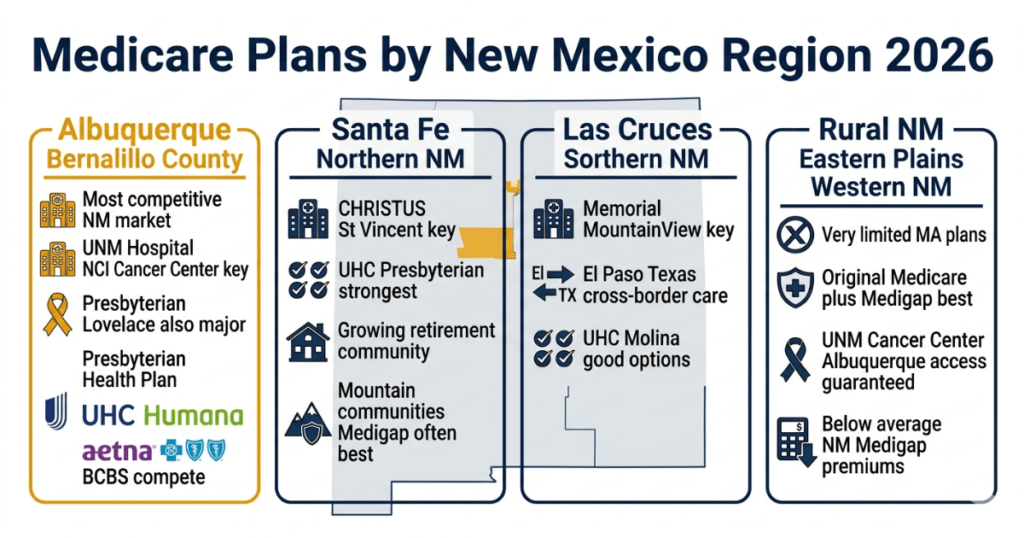 medicare plans new mexico 2026 by region albuquerque santa fe las cruces rural