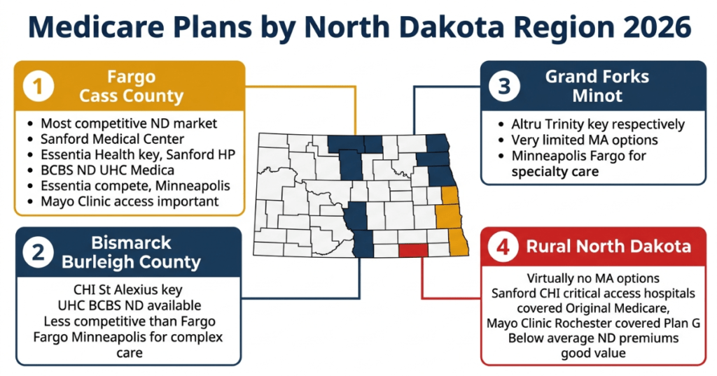 medicare plans north dakota 2026 by region fargo bismarck grand forks rural