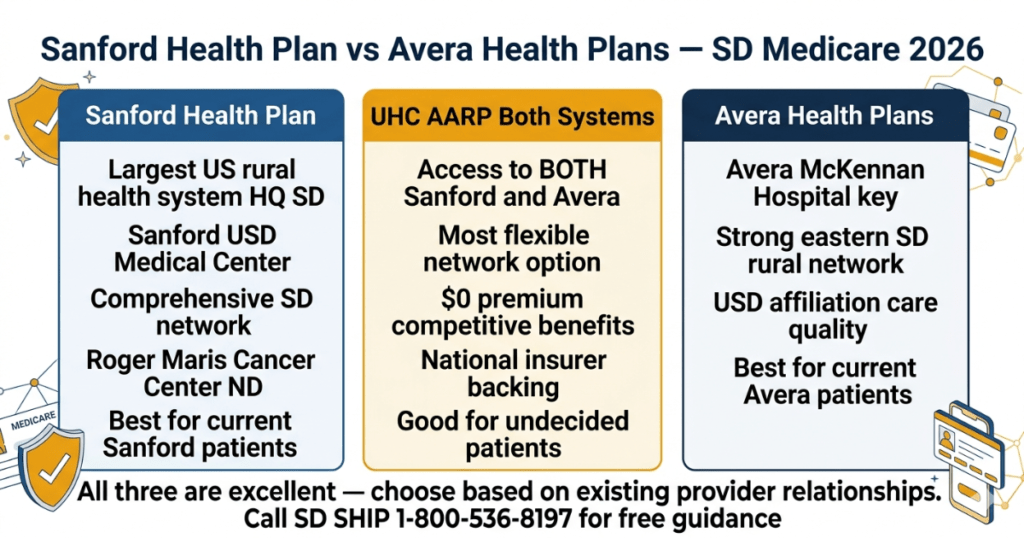sanford health plan vs avera health plans south dakota medicare 2026 comparison