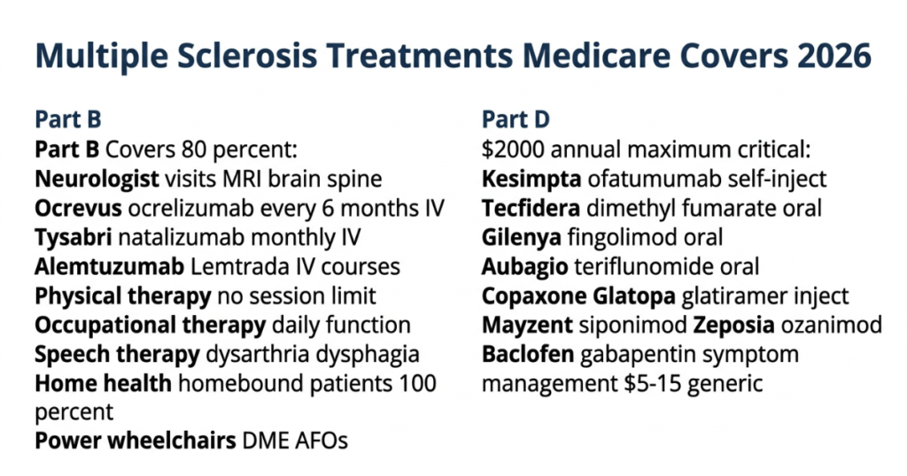 multiple sclerosis treatments medicare covers 2026 ocrevus tysabri oral DMTs therapy