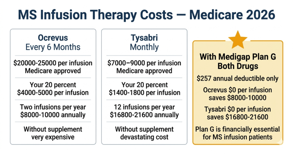 ocrevus tysabri MS infusion therapy costs medicare 2026 medigap plan g savings annual