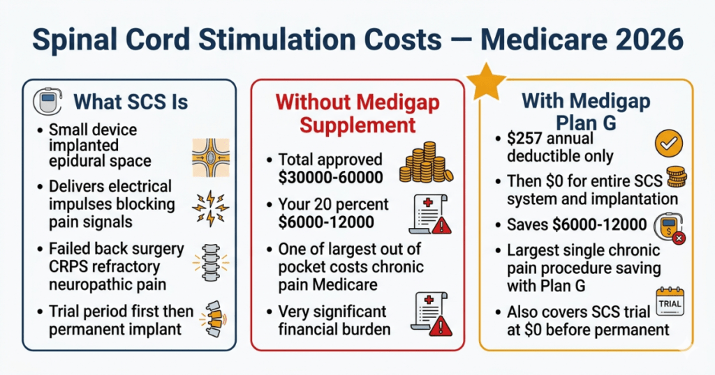 spinal cord stimulation costs medicare 2026 medigap plan g savings $12000 chronic pain
