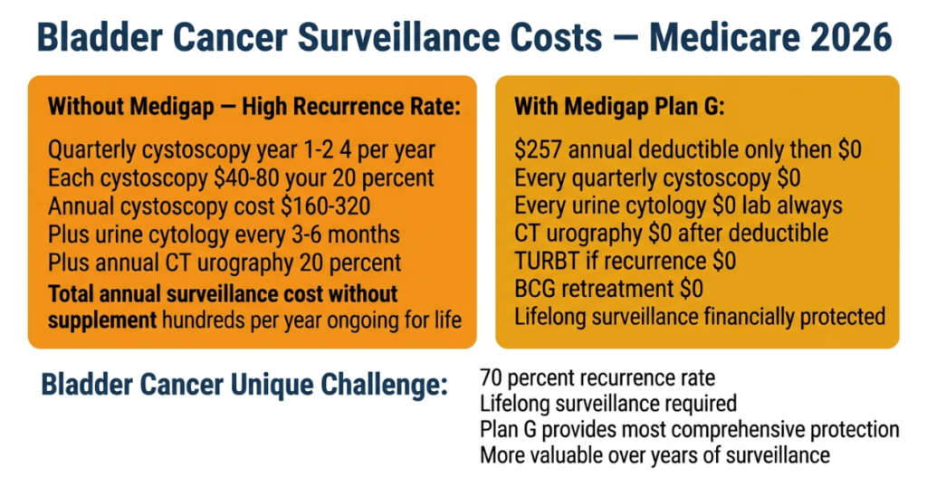 bladder cancer surveillance costs medicare 2026 cystoscopy quarterly medigap plan g lifelong