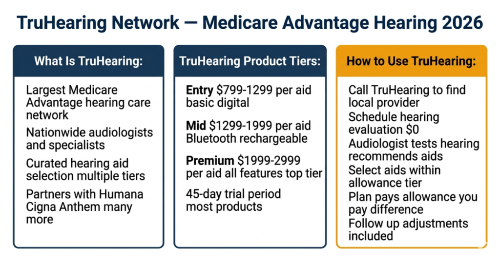 TruHearing network medicare advantage hearing 2026 how it works product tiers audiologist