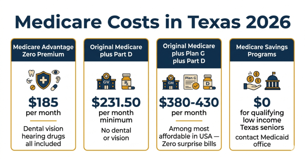 medicare costs texas 2026 advantage supplement part d comparison