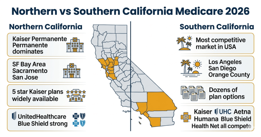 northern vs southern california medicare plans 2026 comparison