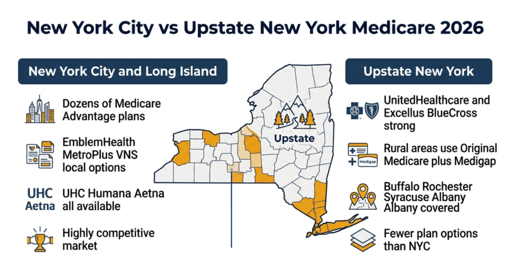 new york city vs upstate new york medicare plans 2026 comparison