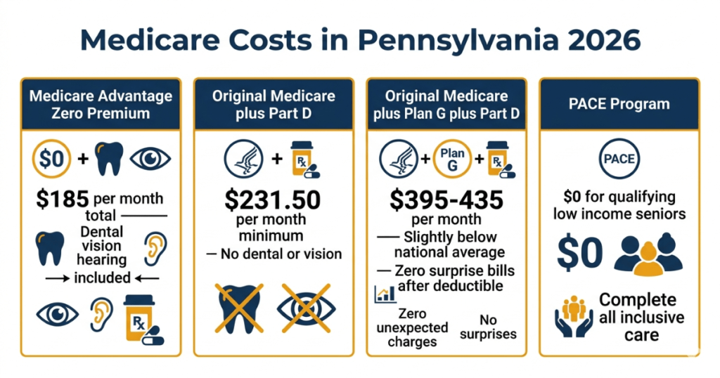 medicare costs pennsylvania 2026 advantage supplement part d comparison
