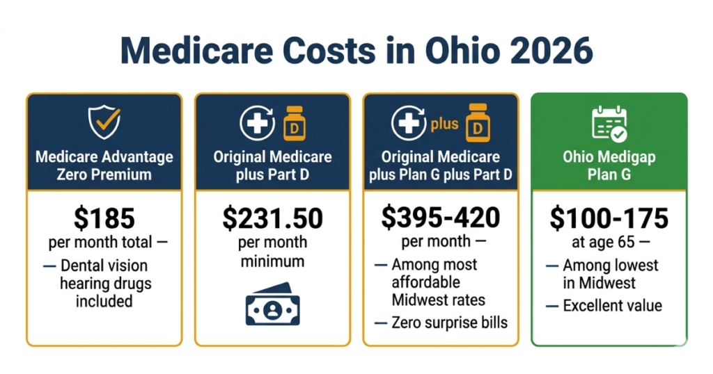 medicare costs ohio 2026 advantage supplement part d comparison