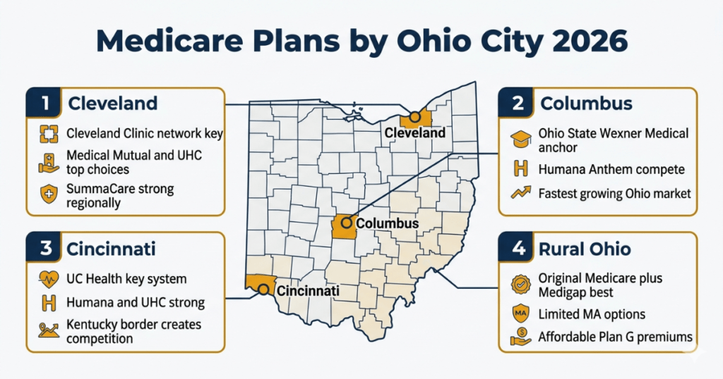 medicare plans by ohio city 2026 cleveland columbus cincinnati rural