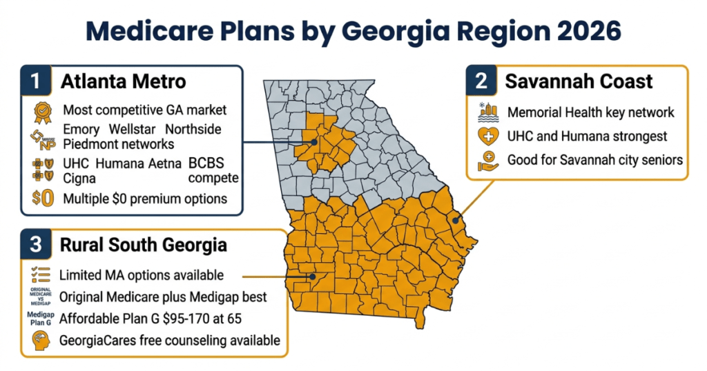 medicare plans georgia 2026 by region atlanta savannah rural