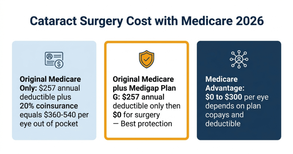 cataract surgery cost with medicare 2026 original medicare medigap advantage
