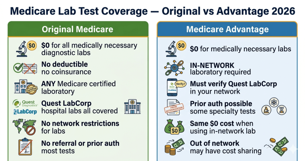 medicare lab test coverage original medicare vs advantage 2026 comparison networks